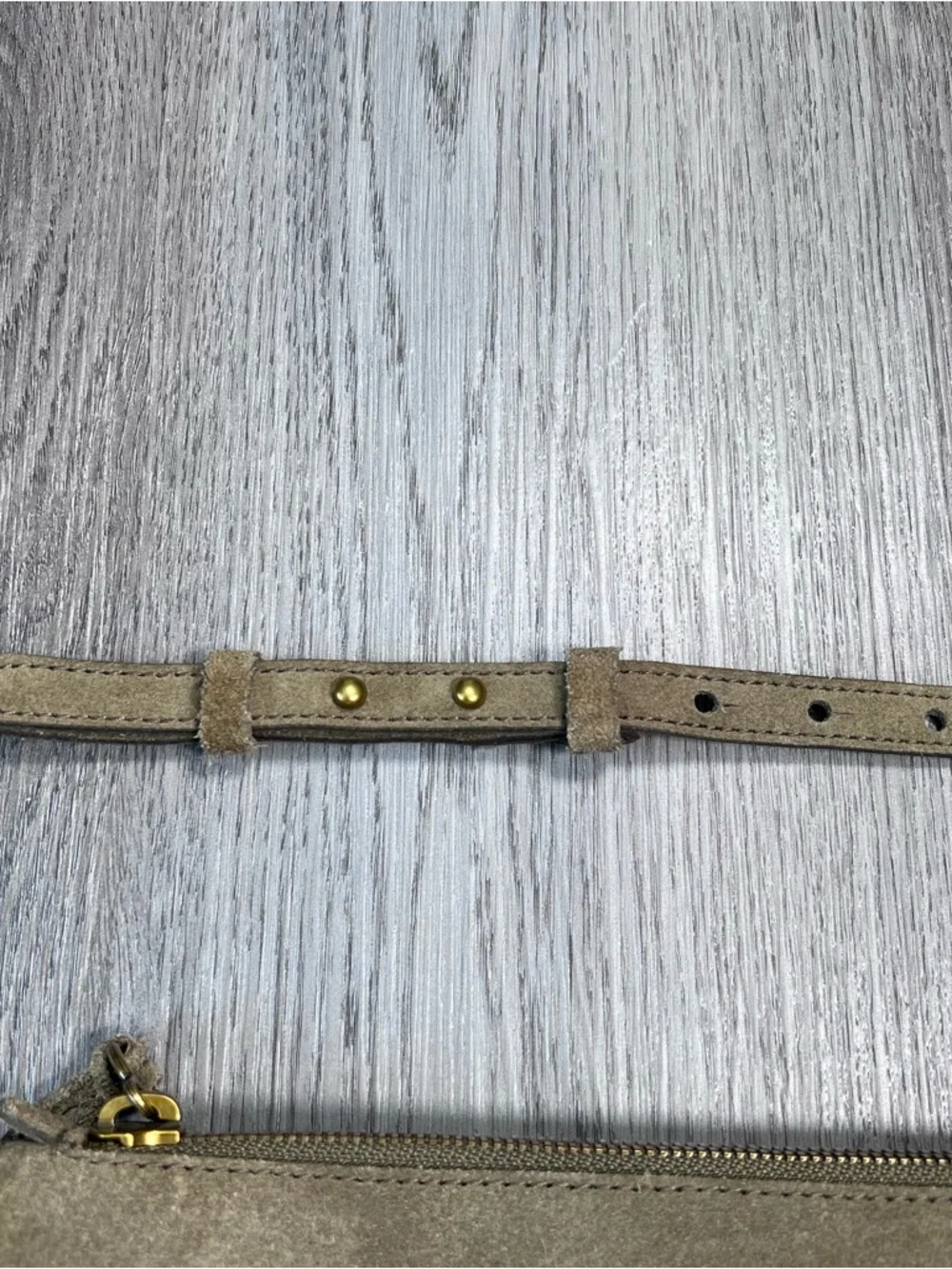 MADEWELL The Simple Crossbody‎ Bag Purse Small Suede Leather Olive Green Gold